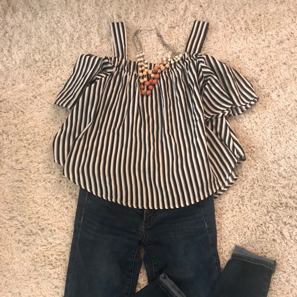 Striped off the shoulder blouse